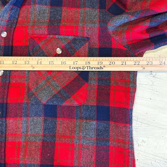 Cabela's Men's Red & Navy Plaid Wool Button-Up Shirt Size M - Picture 6 of 7